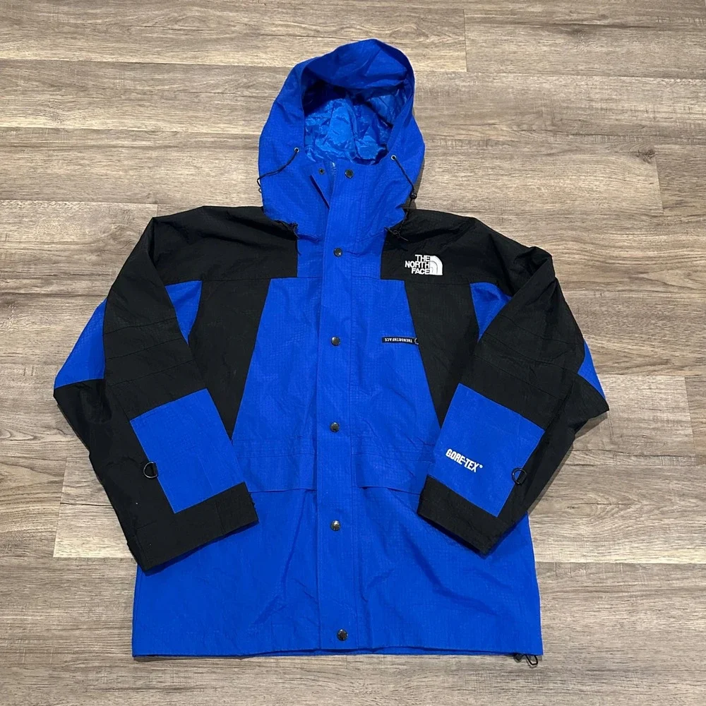 Vintage 90s The North Face Gore-Tex Mountain Jacket Blue Black Mens Size M Shell